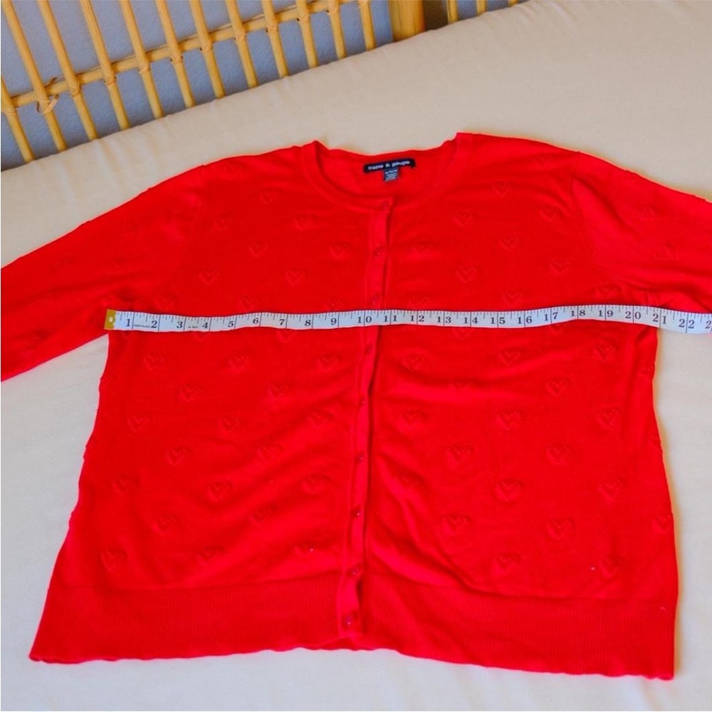 Cable & Gauge Red Knit Heart Design Cardigan - Picture 5 of 8